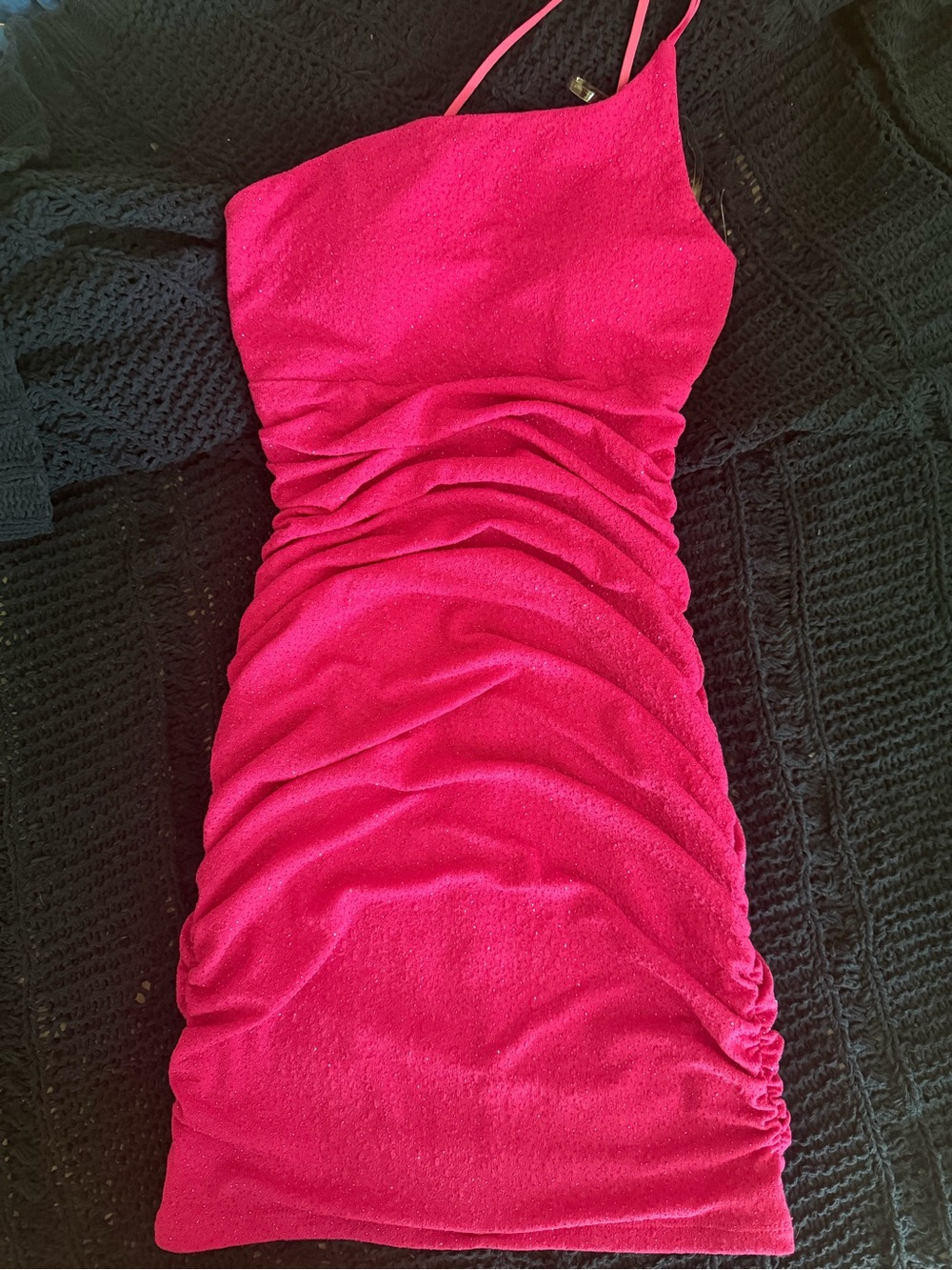 Hot Pink Ruched Bodycon Mini Dress